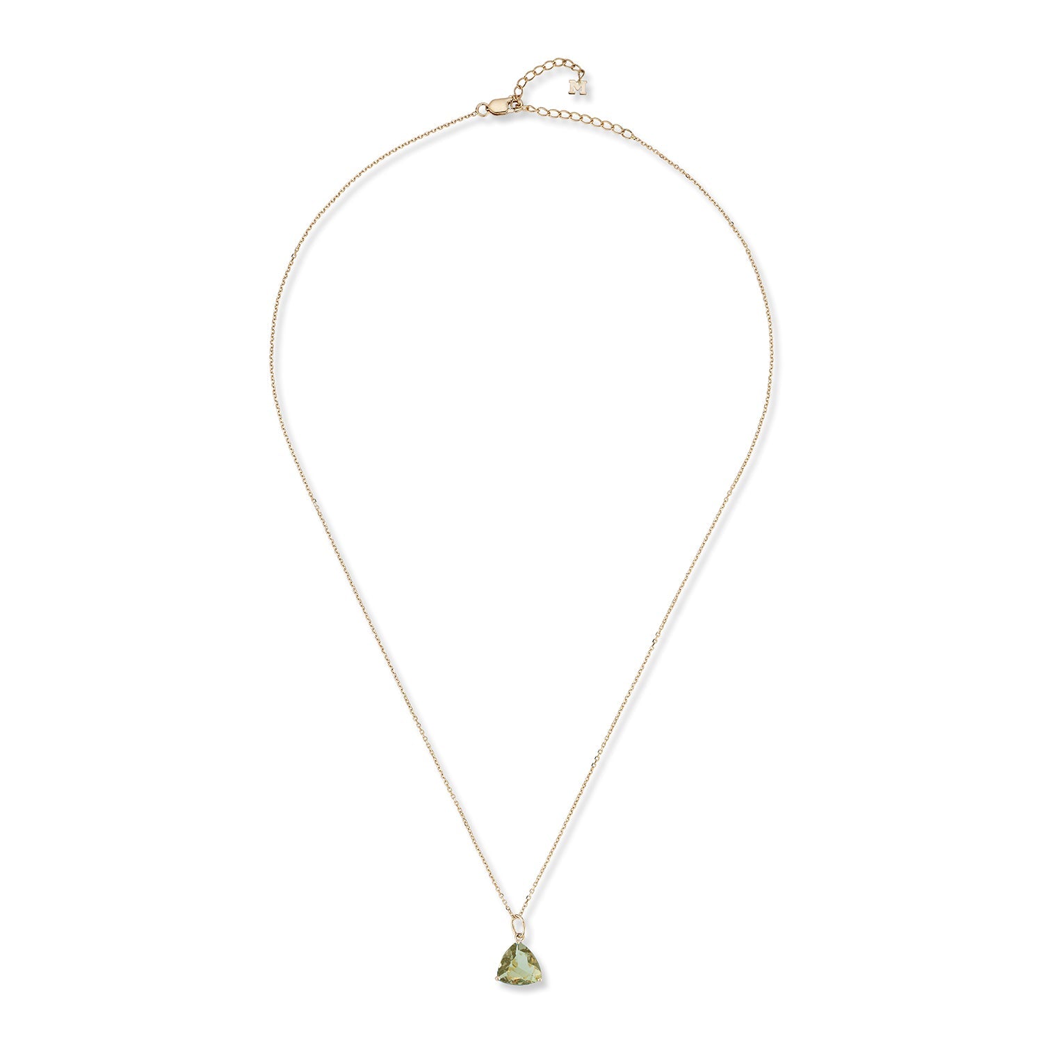 14kt Green Amethyst Trillion Necklace