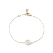 14kt Scattered Diamond Bezel Baroque Pearl Bracelet