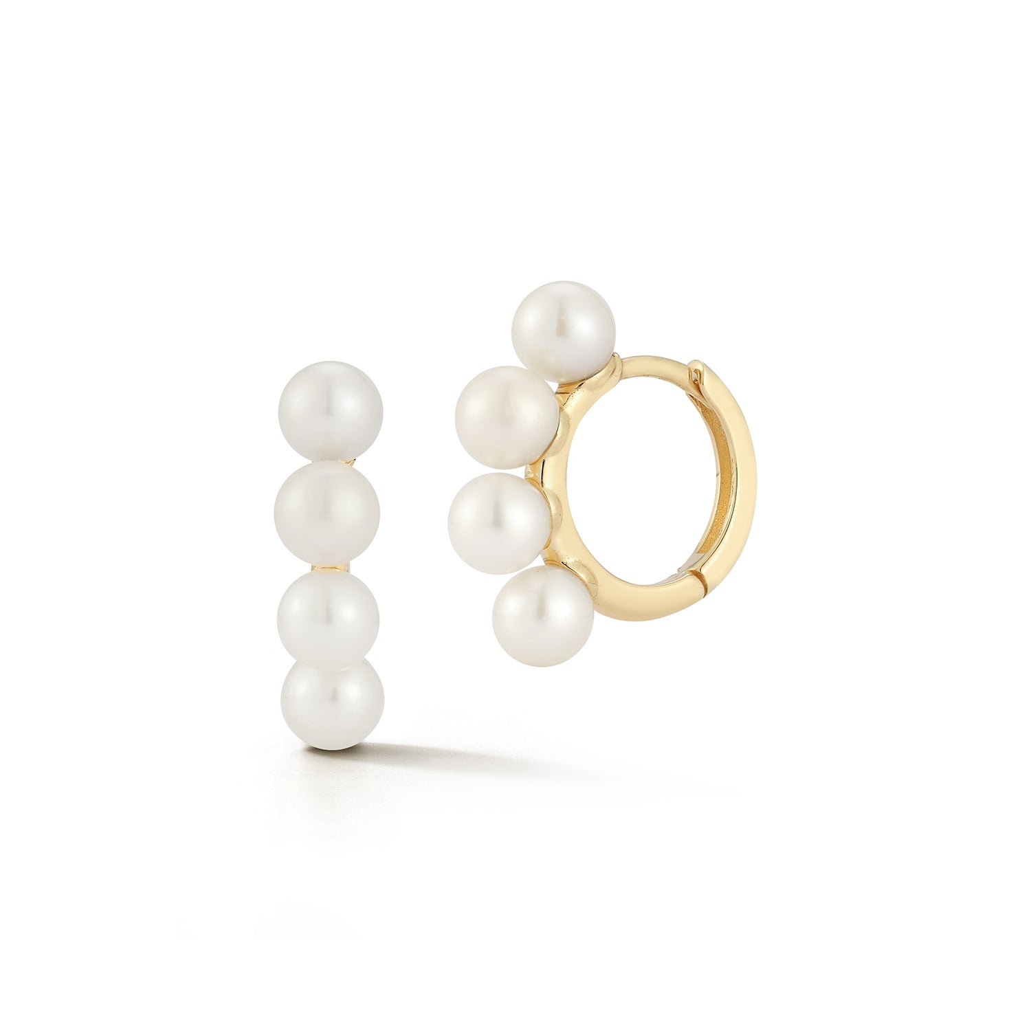 14kt 4 Point Pearl Hoops