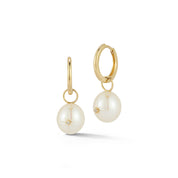 14kt Diamond Studded Baroque Pearl Drop Earrings