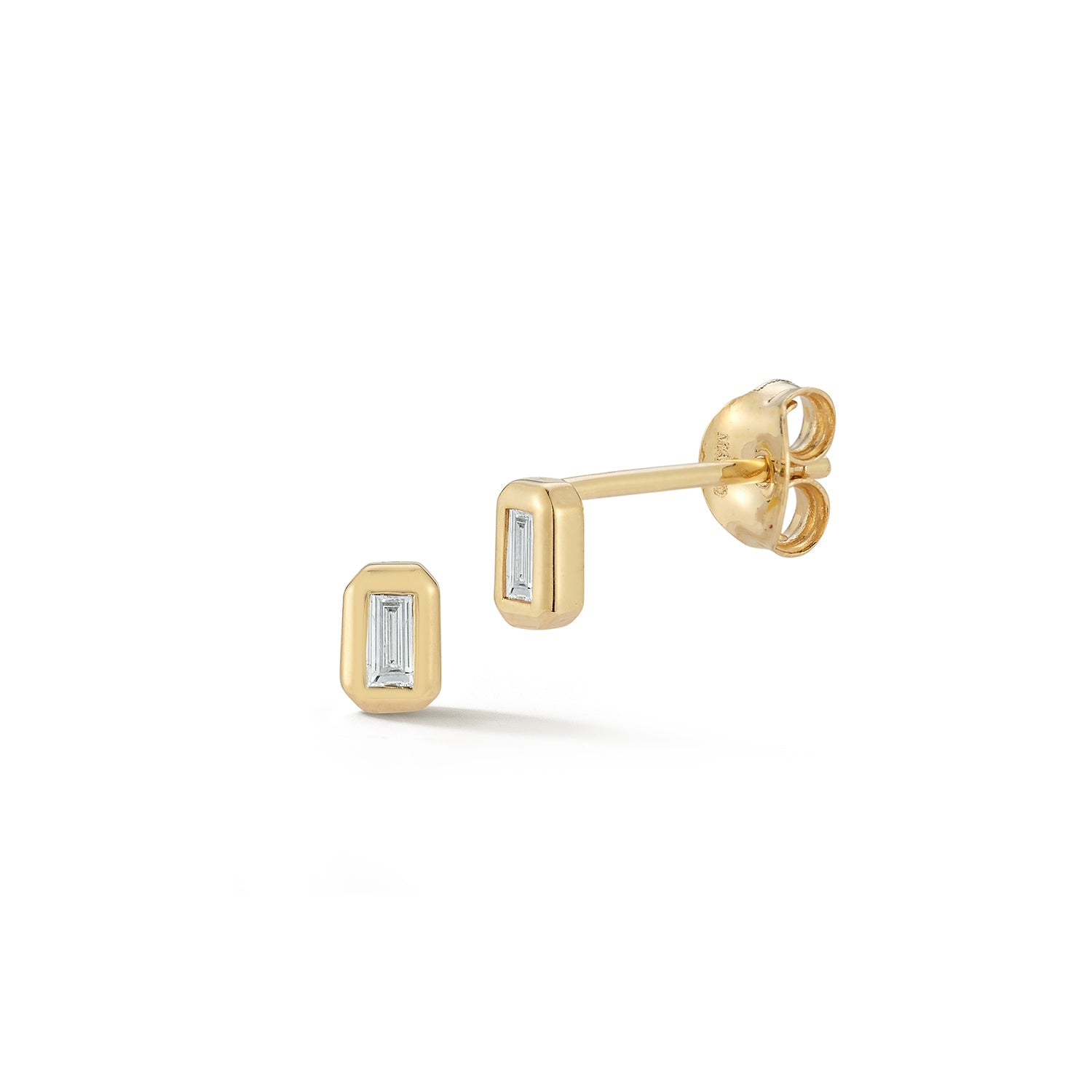 14kt Mini Diamond Baguette Studs