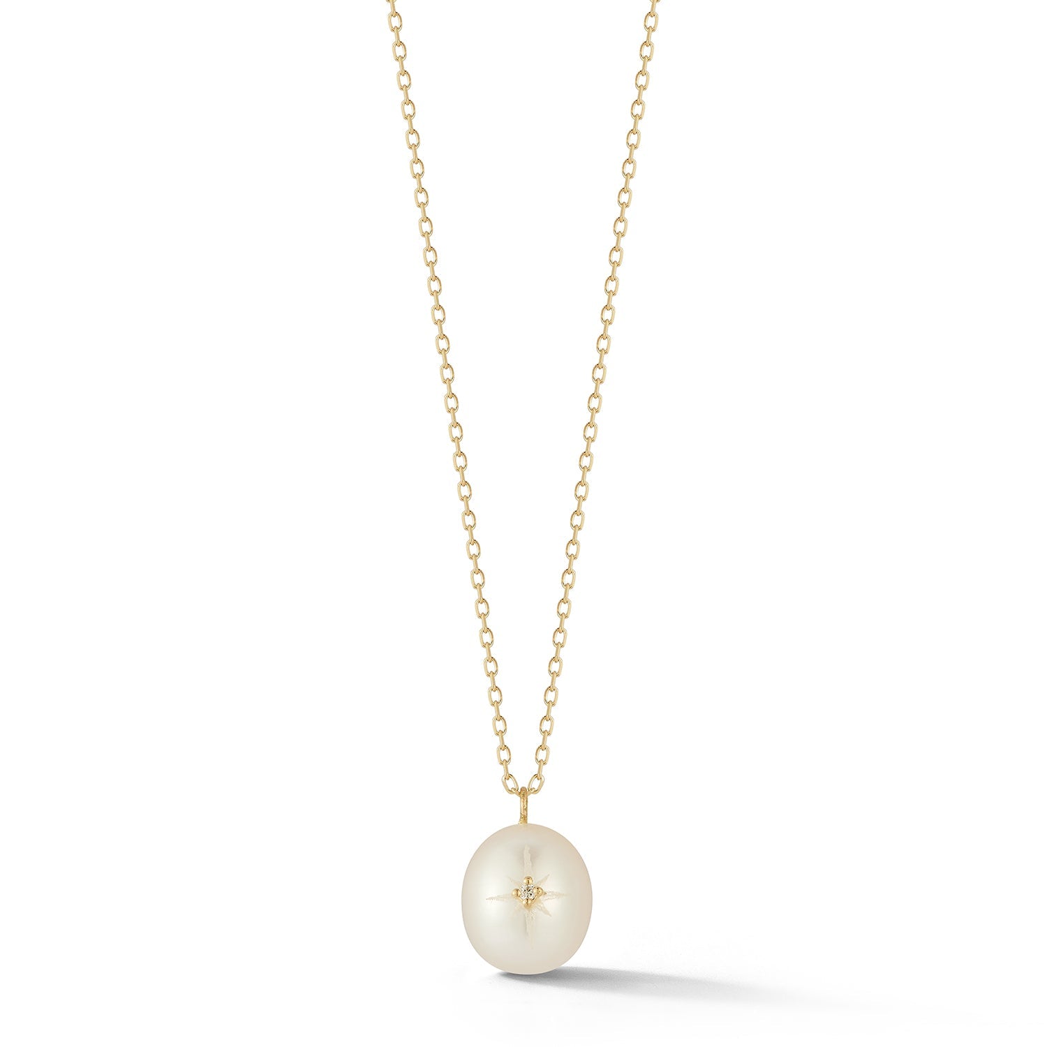 14kt Diamond Studded Baroque Pearl Necklace