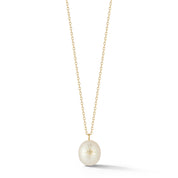 14kt Diamond Studded Baroque Pearl Necklace