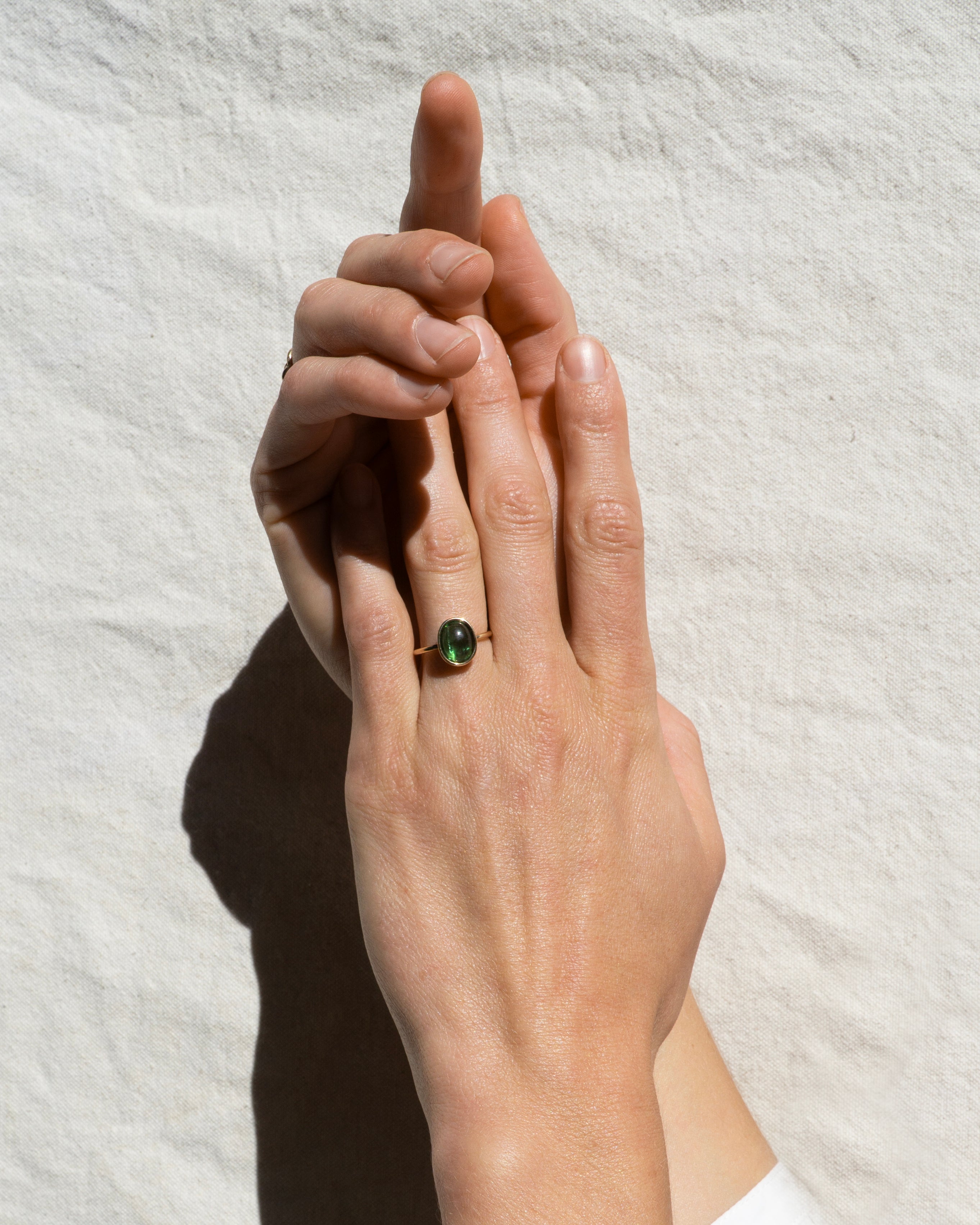 14K Myrtle Tourmaline Floating Ring