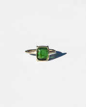 14K Green Tourmaline Sugarloaf Floating Ring