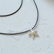 Starfish Pendant Necklace with Leather Cord