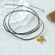 Starfish Pendant Necklace with Leather Cord