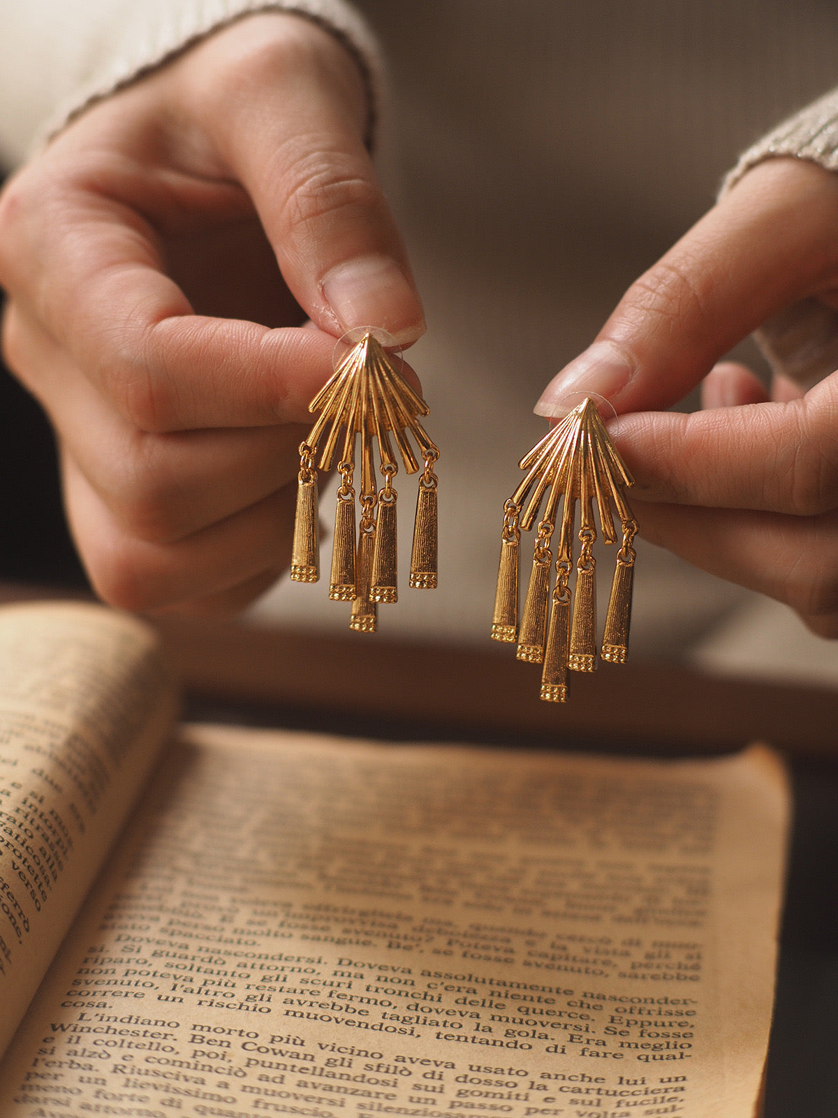 Vintage Leaf Tassel Earrings