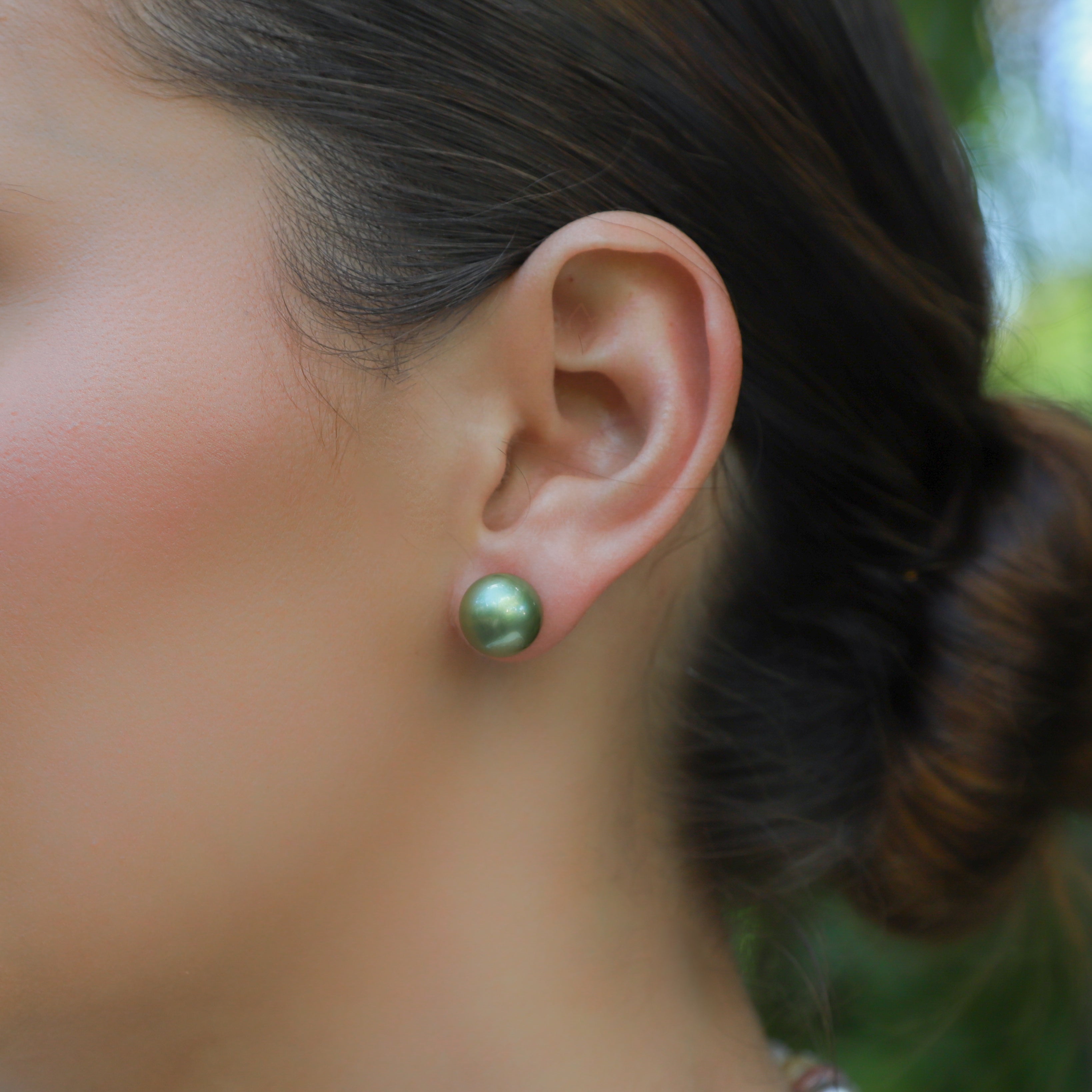 Pistachio Tahitian Pearl Studs