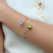 Pistachio Pearl & Hebrew Shell Cuff