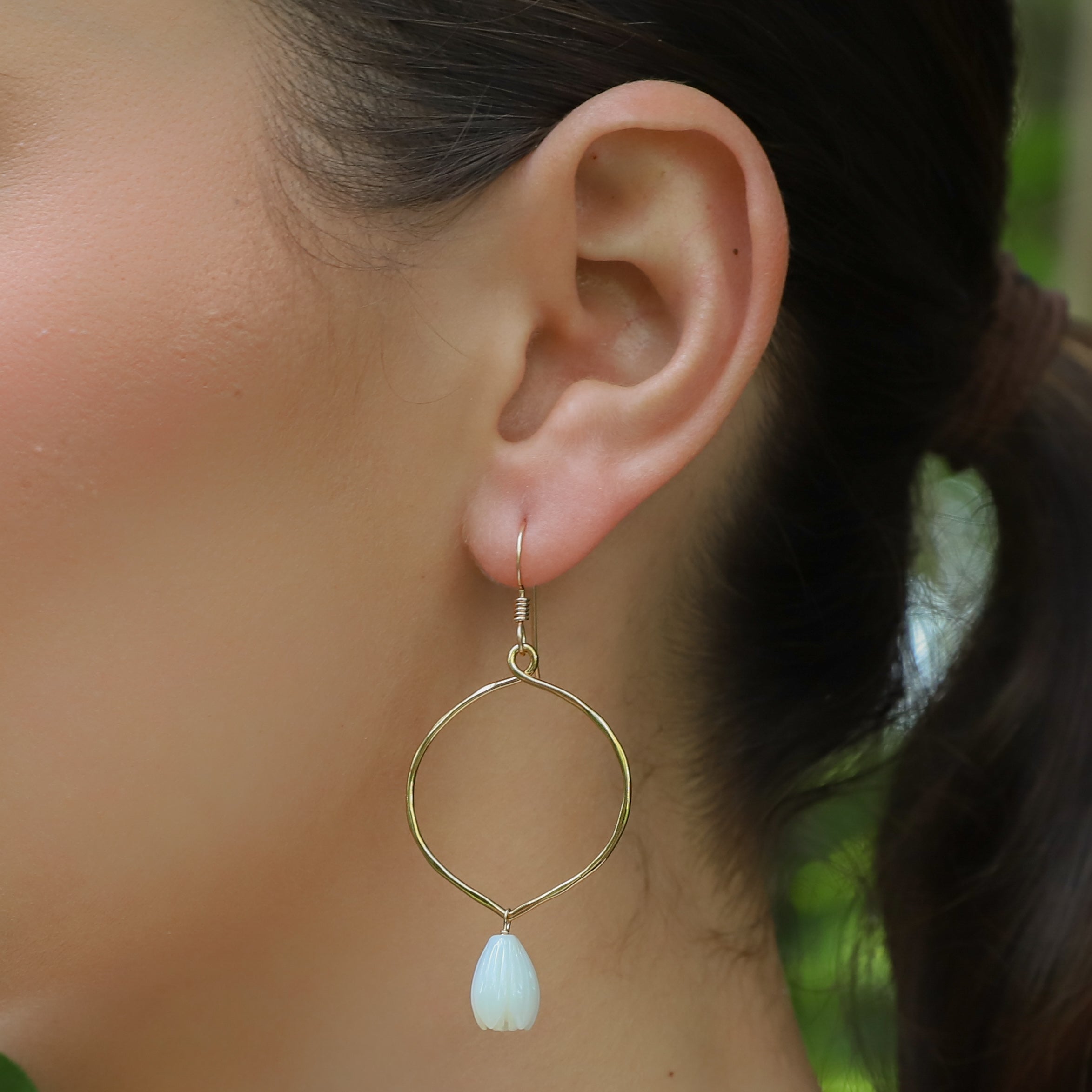 Lotus White Pikake Earrings