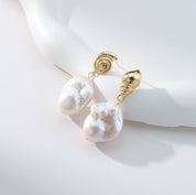 Shell Conch Baroque Pearl Earrings