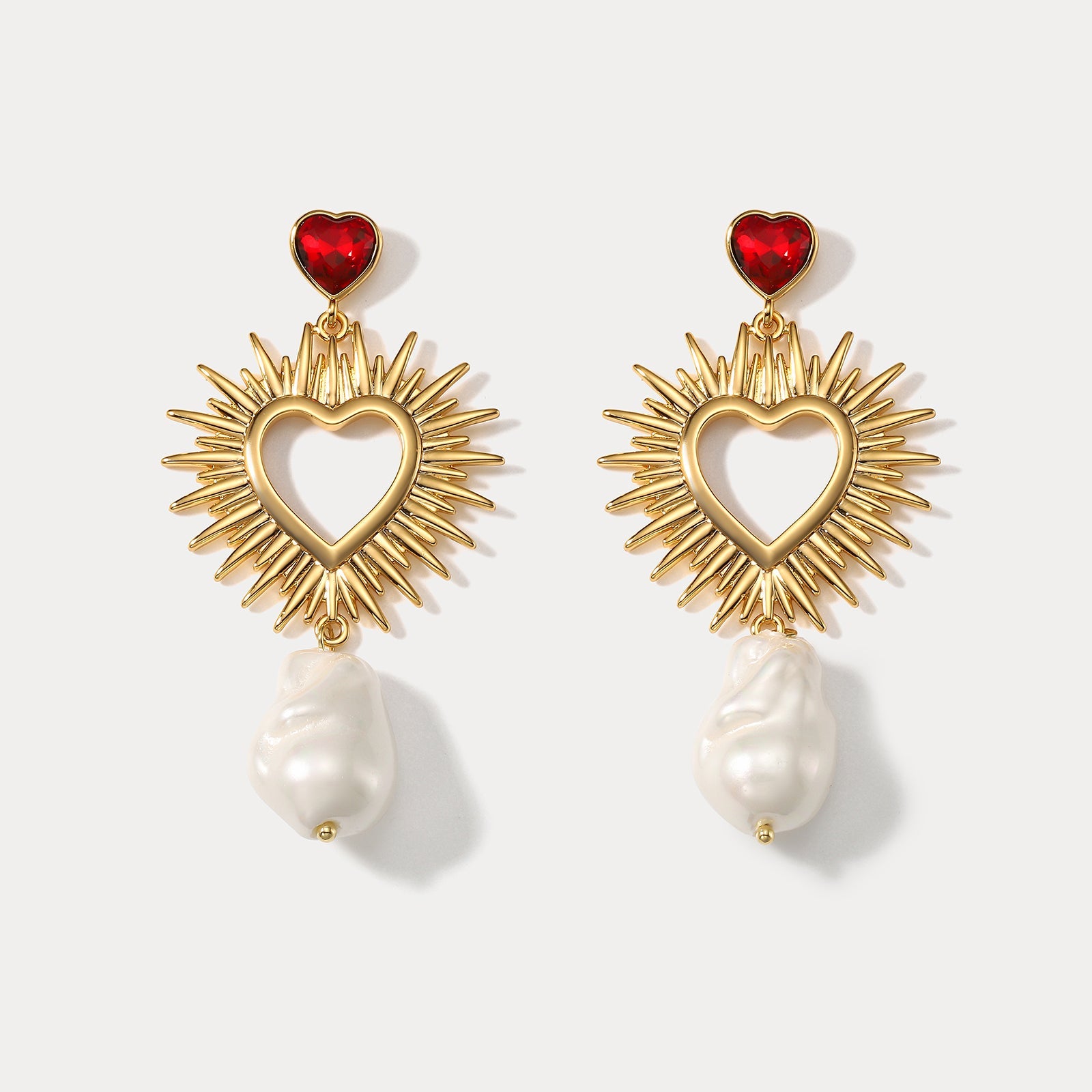 Sparkle Heart Pearl Earrings