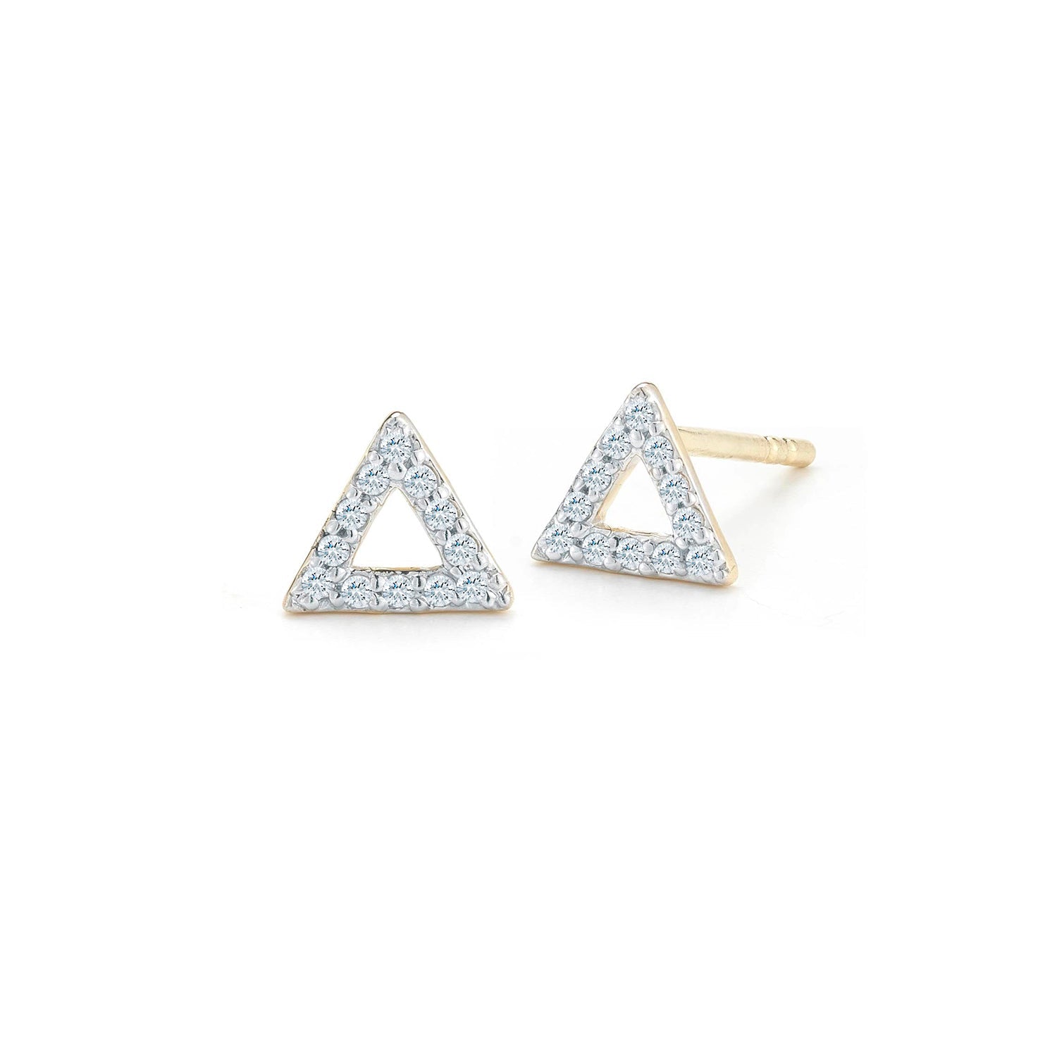 14kt Yellow Gold Mini Diamond Triangle Stud