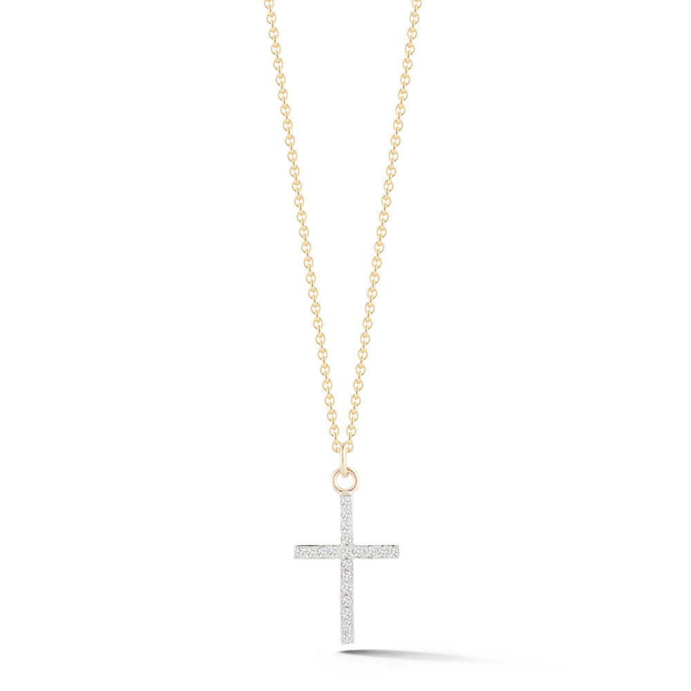 14kt Small Men's Diamond Cross Necklace