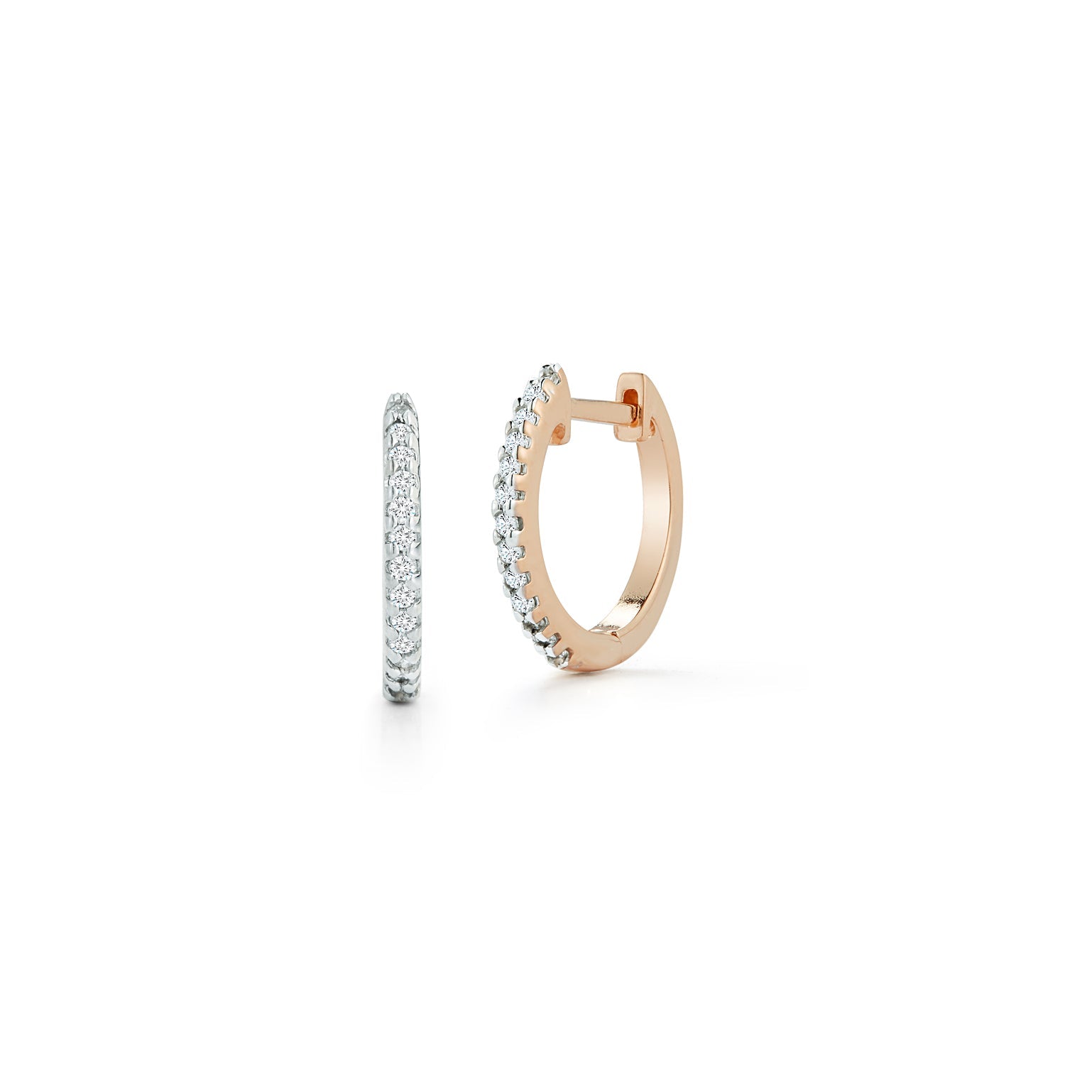 12mm Diamond Huggies - Rose Gold