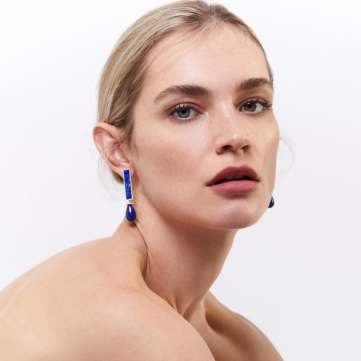 14kt Lapis Exclamation Earrings