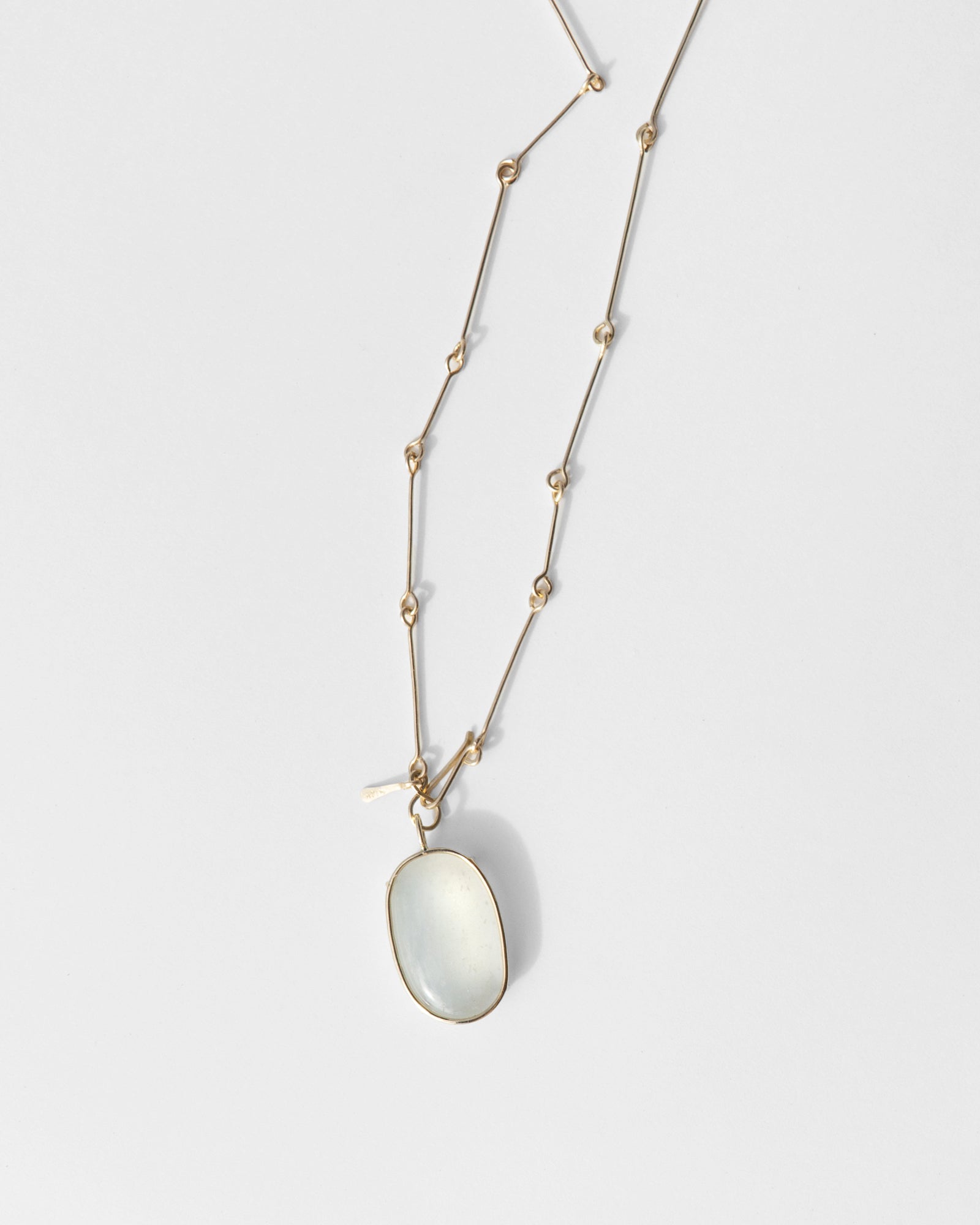 14K Floating Moonstone Bone Chain Pendant