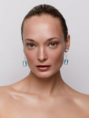 14kt Aquamarine, Blue Topaz  and Pearl Statement Earring