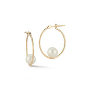 14kt Suspended Pearl Hoops