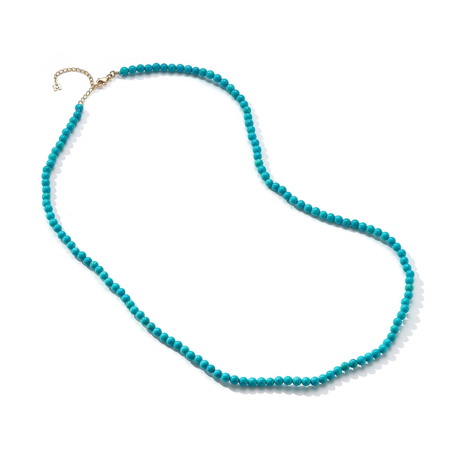 14kt Turquoise Beaded Necklace 22"