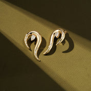 14kt Diamond Swoosh Earrings