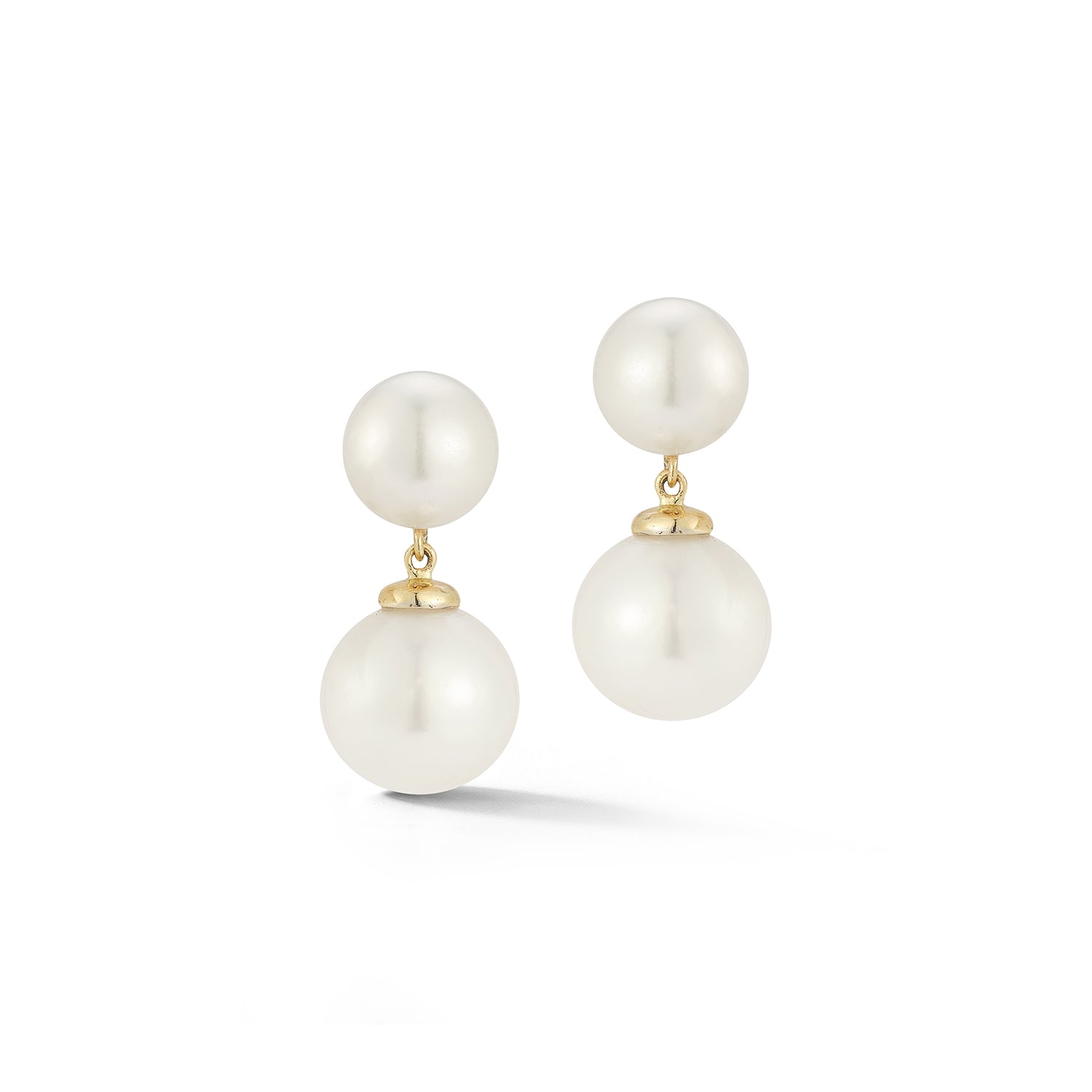 14kt Duo Pearl Dot Drop Earrings