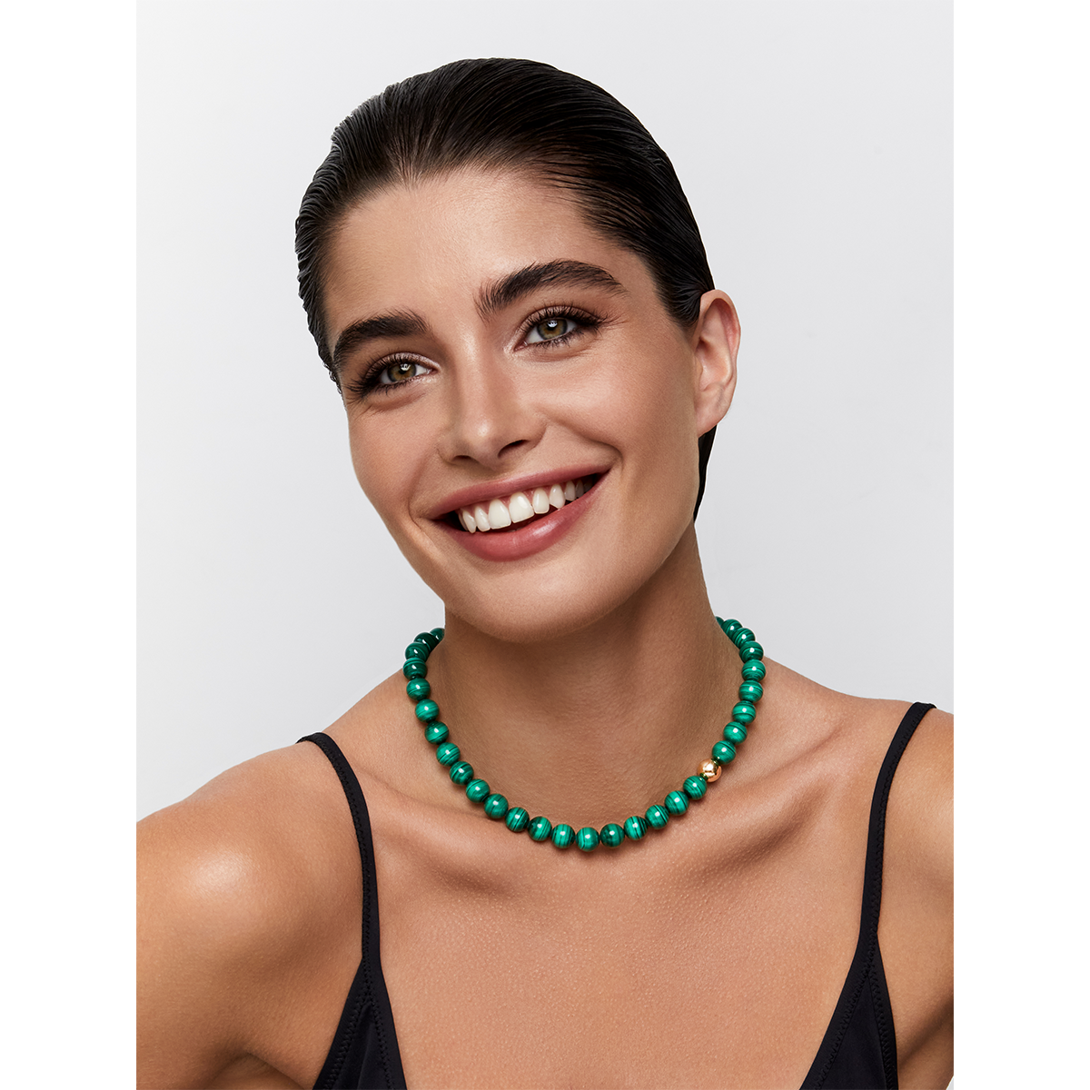 14kt Malachite with Gold Dot Necklace