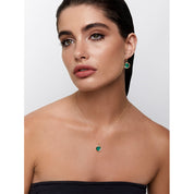 14kt Malachite Diamond Dot Coin Necklace