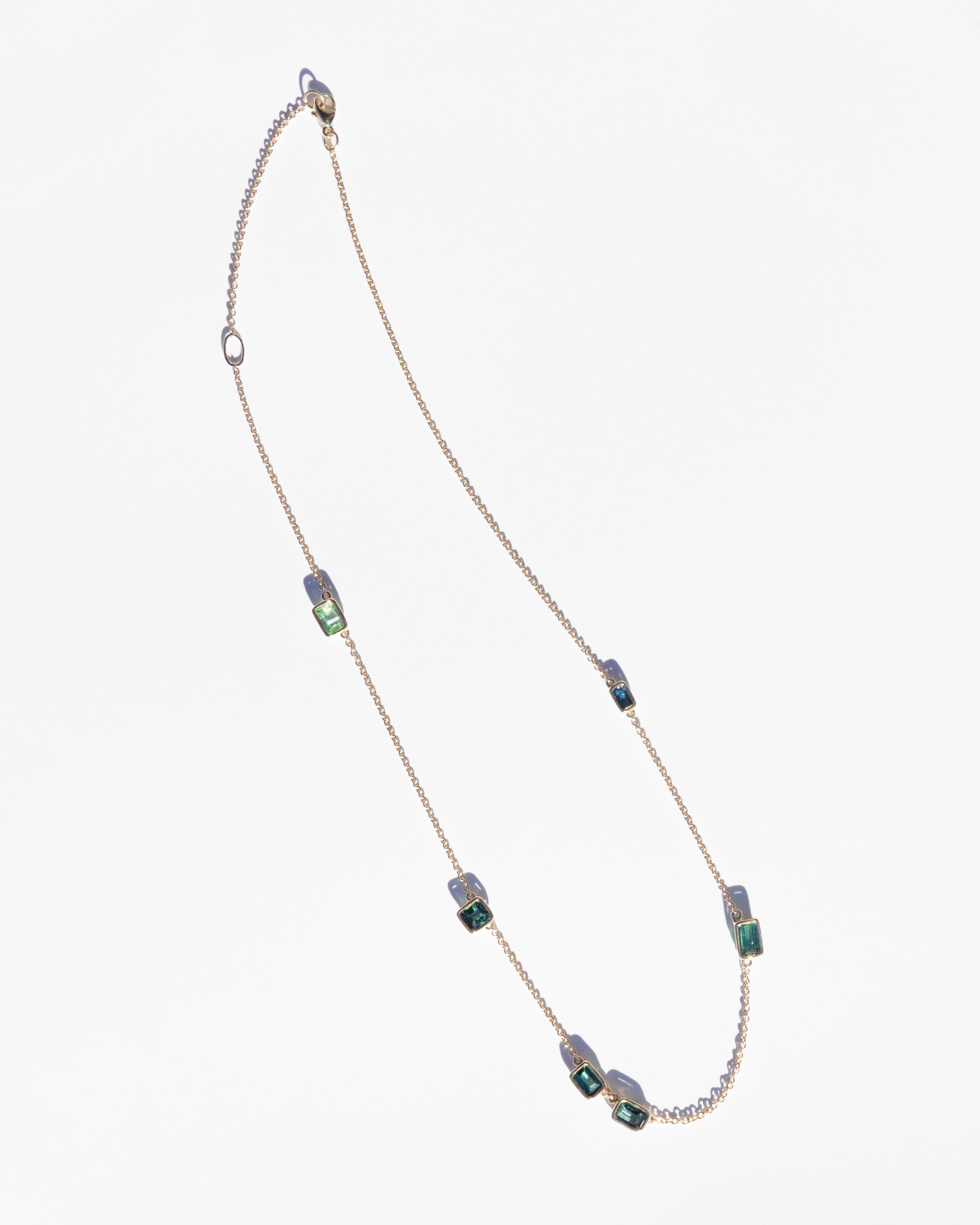 14K Many Tourmalines Floating Chain Necklace