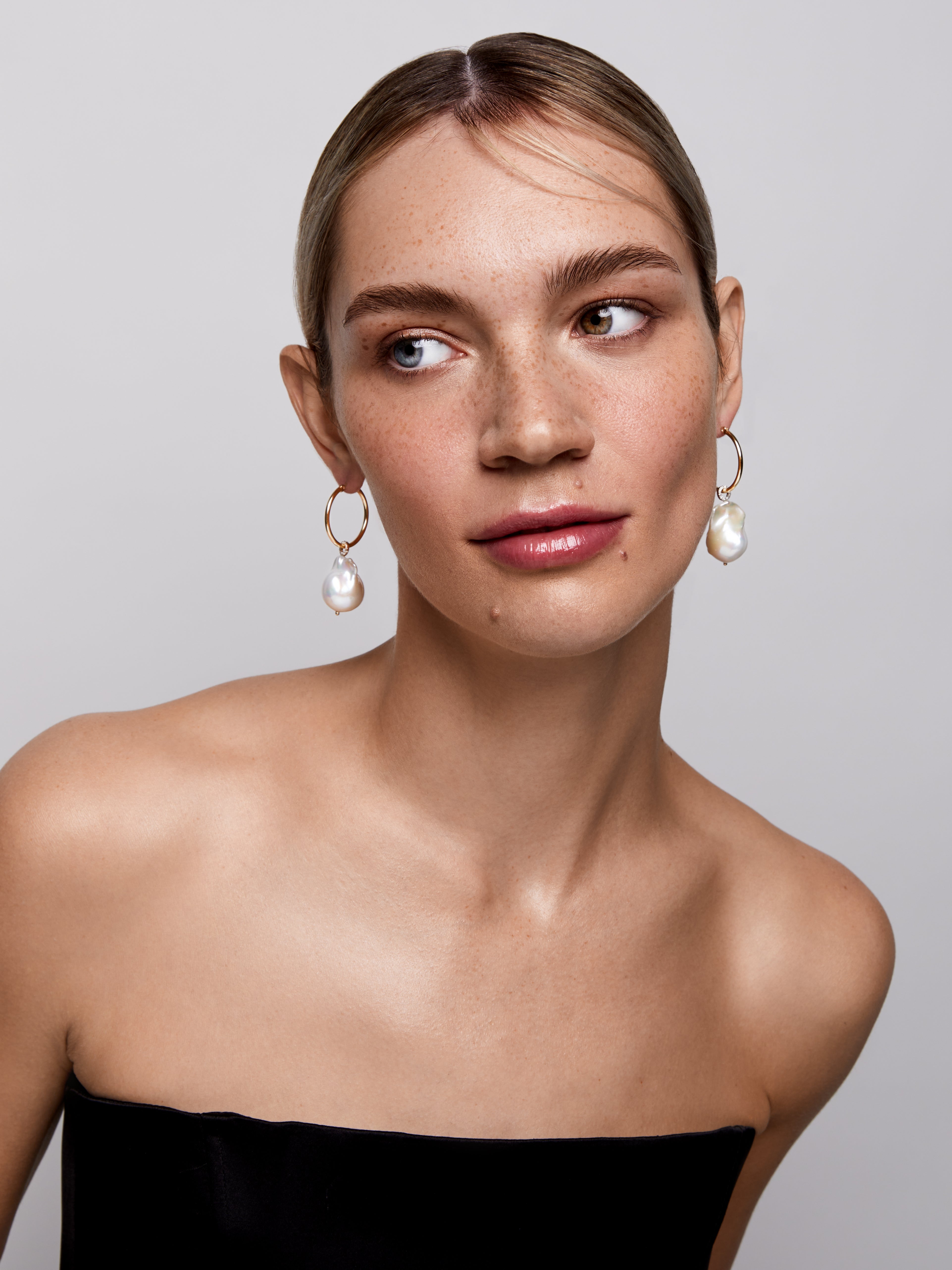 14kt Gold Baroque Pearl Detachable Hoops