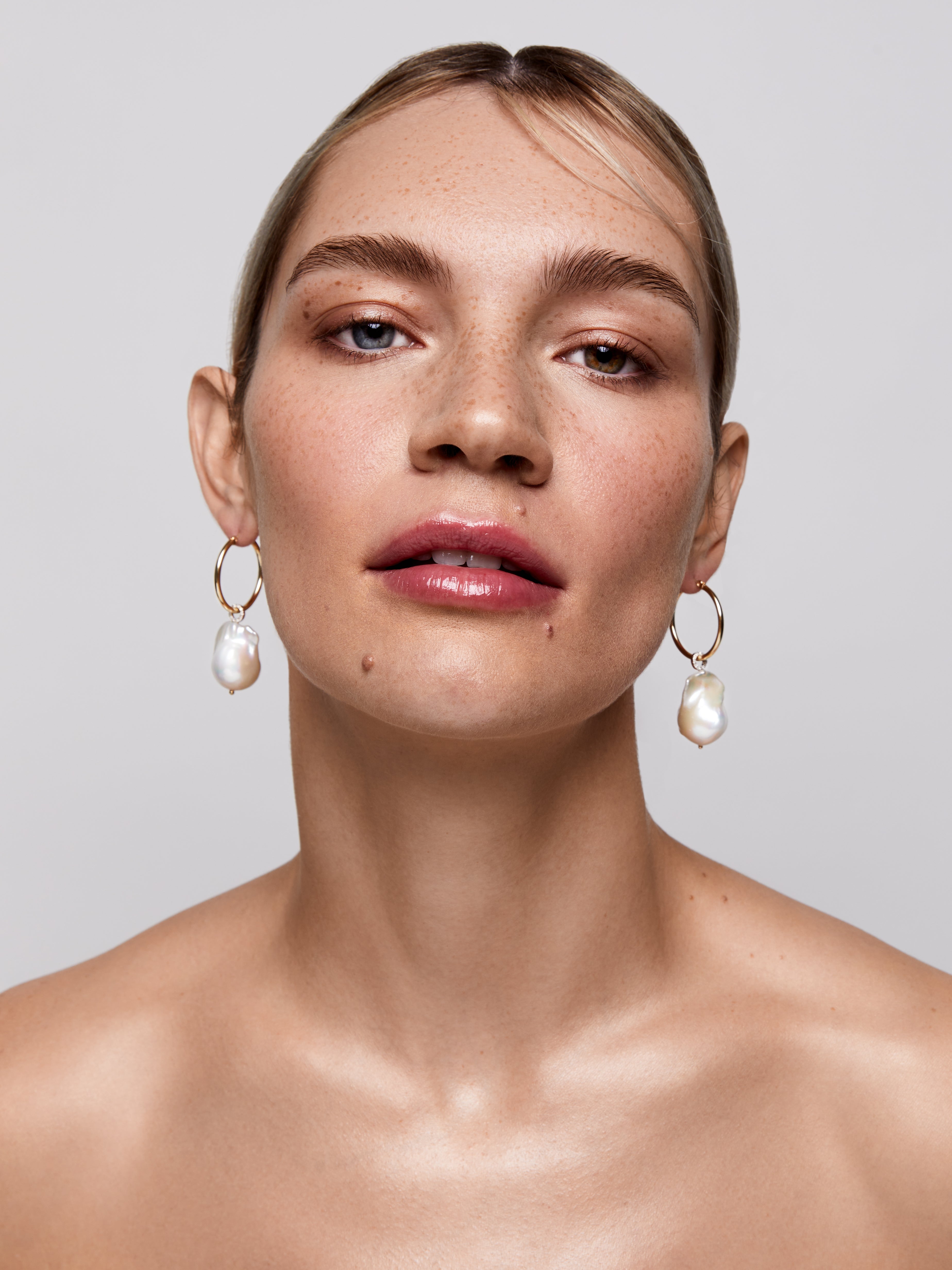 14kt Gold Baroque Pearl Detachable Hoops