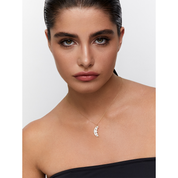 14kt Gold Pearl Crescent Moon Necklace