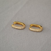 U Shape Half CZ Hoop Earrings