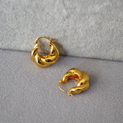 Thick Twist Gold Hoop Earrings