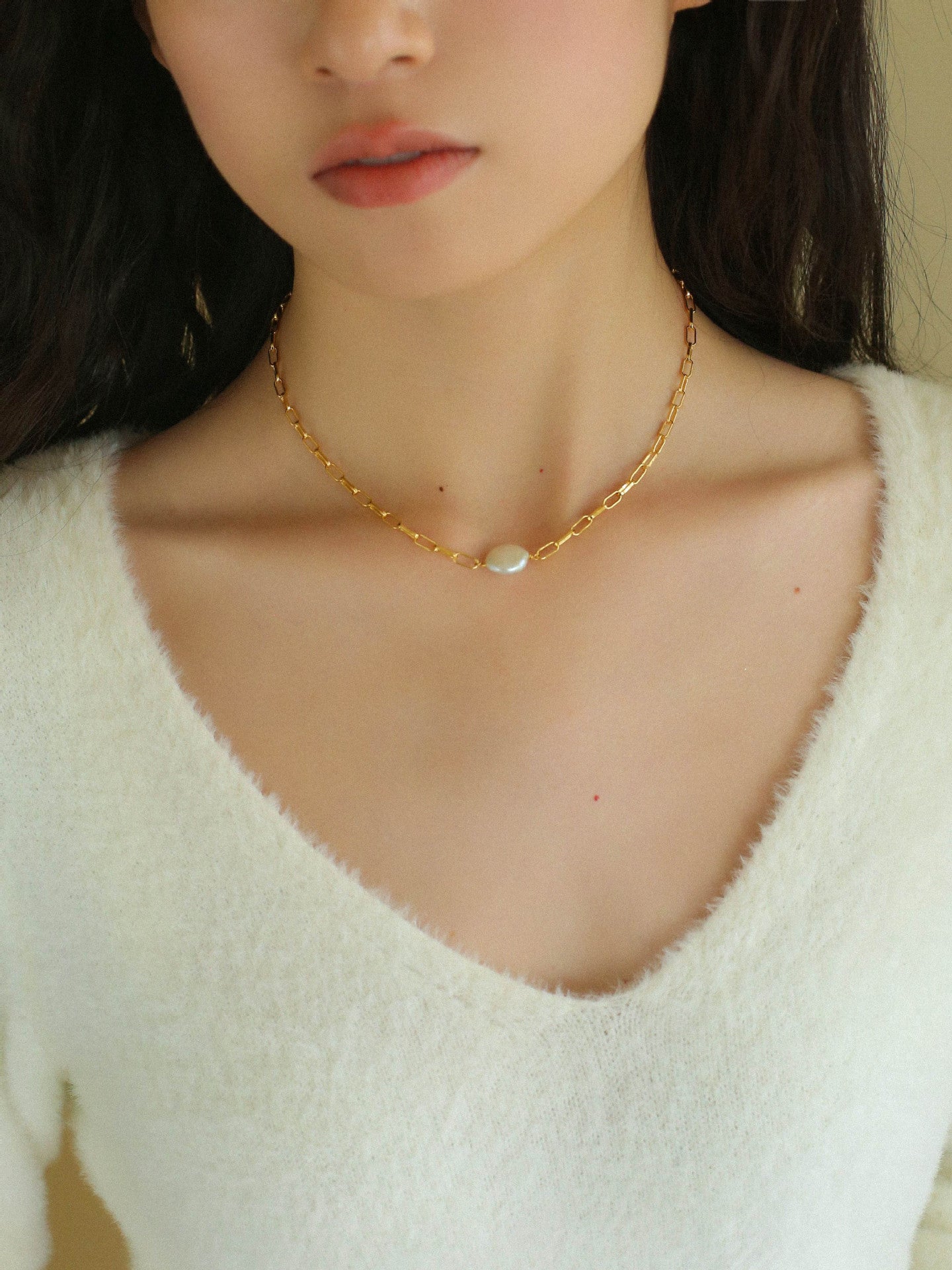 Freshwater Pearl Spliced Chain Necklace