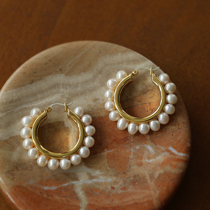 Circle Mini Pearl Earrings