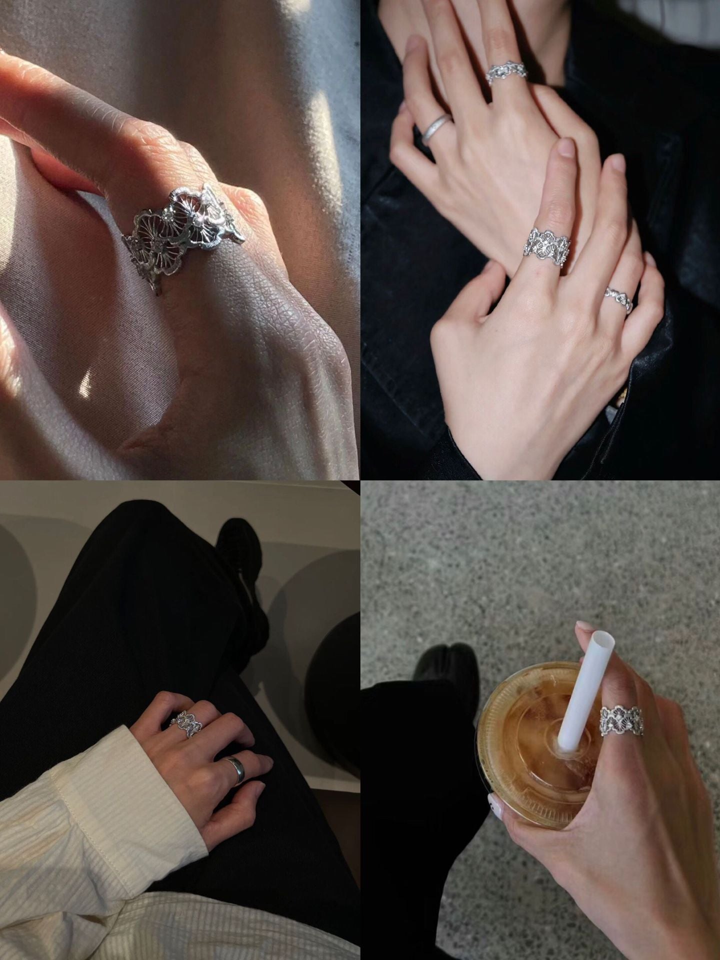 Matte Hollow Lace Ring