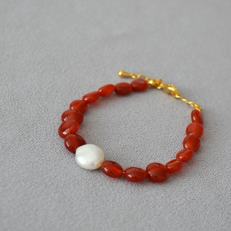 Red Onyx with Baroque Necklace l Bracelet