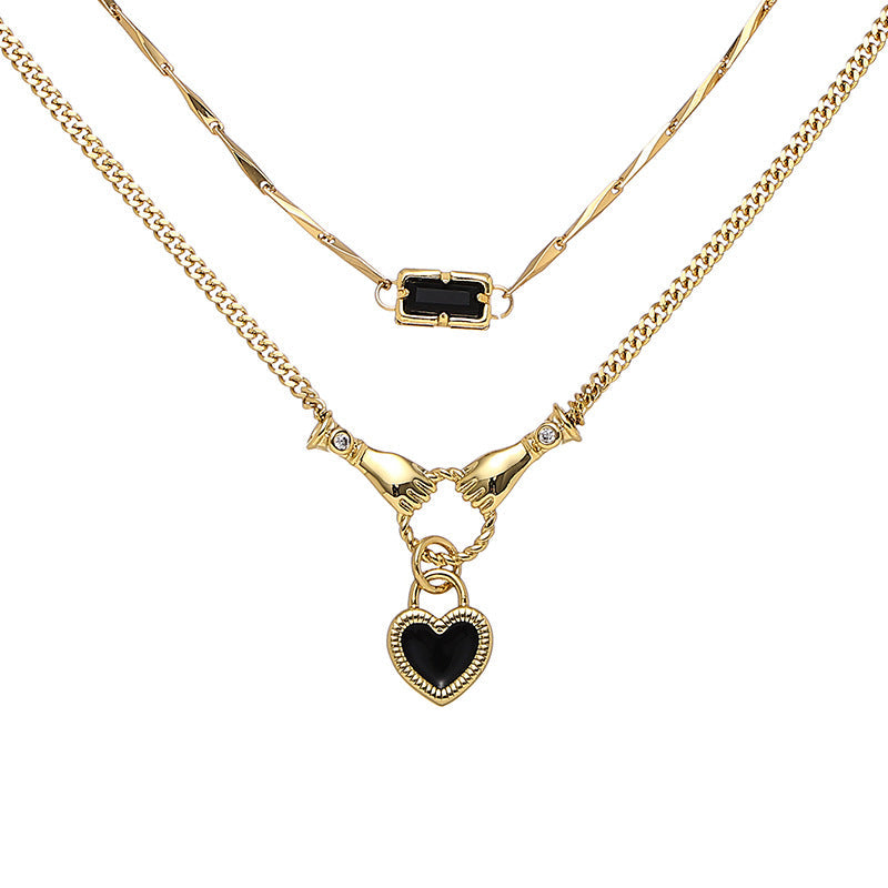 Black Heart Hands Pendant