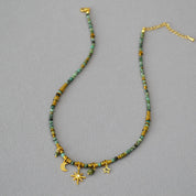 Turquoise Beaded Star and Moon Pendant