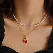 Red Heart Onyx Necklace