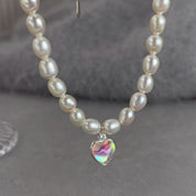 Iridescent Heart Freshwater Pearl Necklace