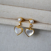 Mother of Pearl Heart Drop Earrings