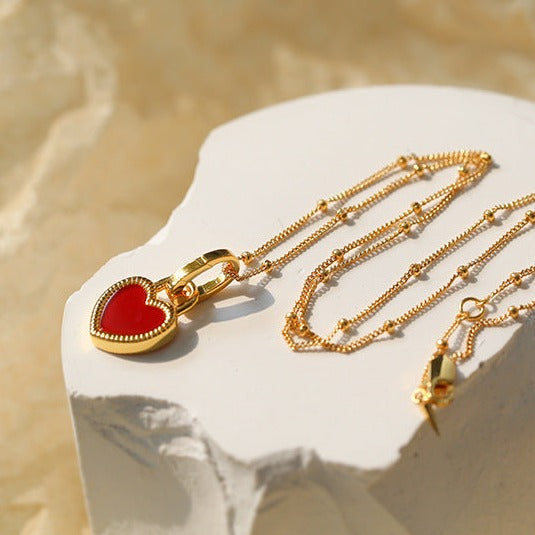 Red Heart Onyx Necklace