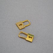 Gold Lock CZ Earrings