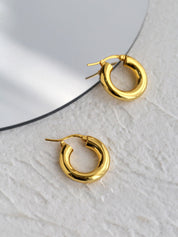 Gold Bean Hoops Pearl Earring