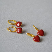 Red Square Heart Earrings