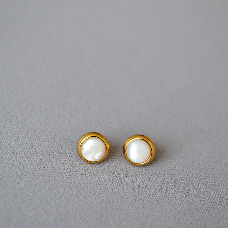 Round Mother of Pearl Earrings