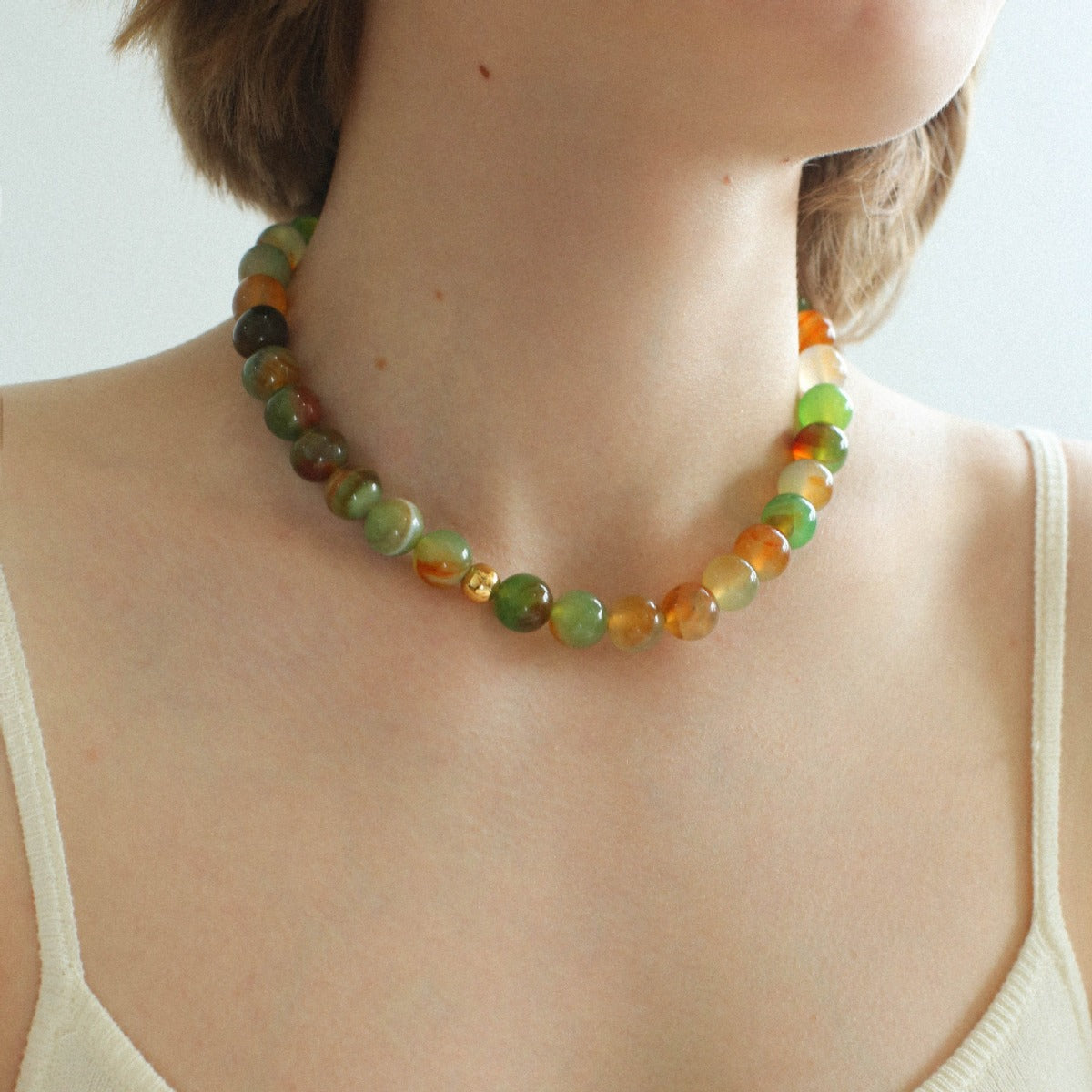 Peacock Green Agate Necklace